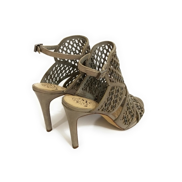 VINCE CAMUTO Taupe Korthina Caged Heels Sandals 8 - Picture 11 of 12